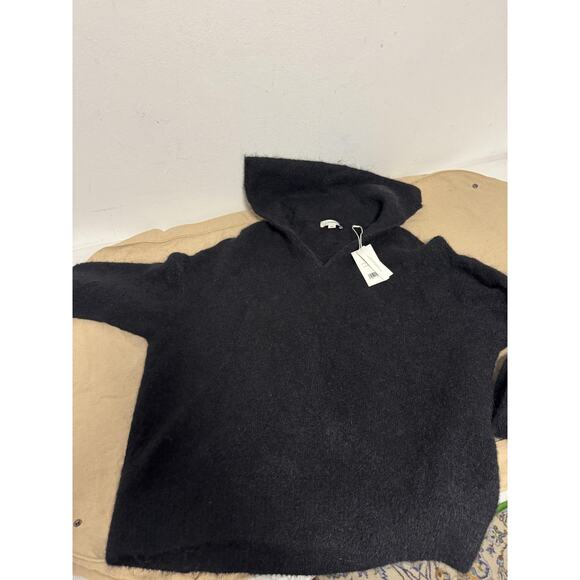 Vince Sweater Womens Medium Black Hooded Alpaca Blend Pullover V Neck VO34178548 - Picture 1 of 11